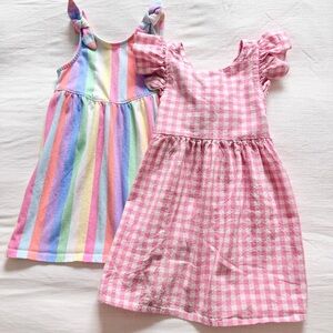 Gingham and Rainbow Spring girls dress bundle 4T